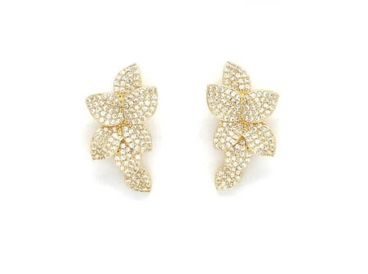 Boucles d'Oreilles Fleurs Incrustations De Cristaux