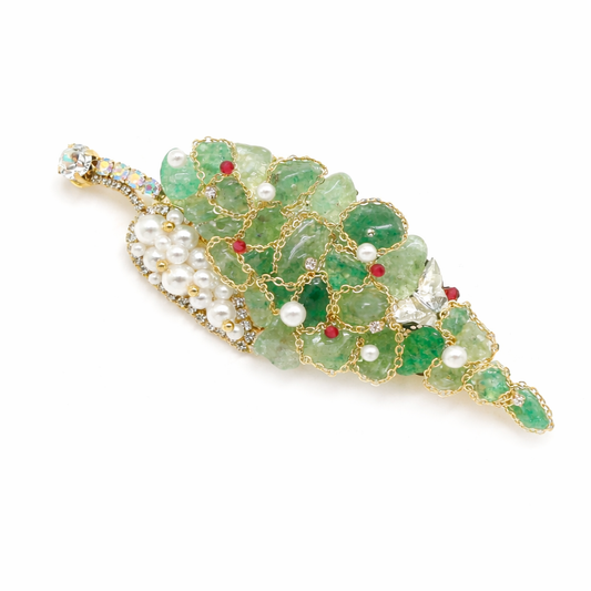 Broches Feuilles Vert Chaine Décoré