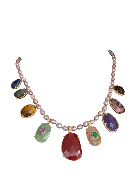 Collier Breloques Pierres Naturelles