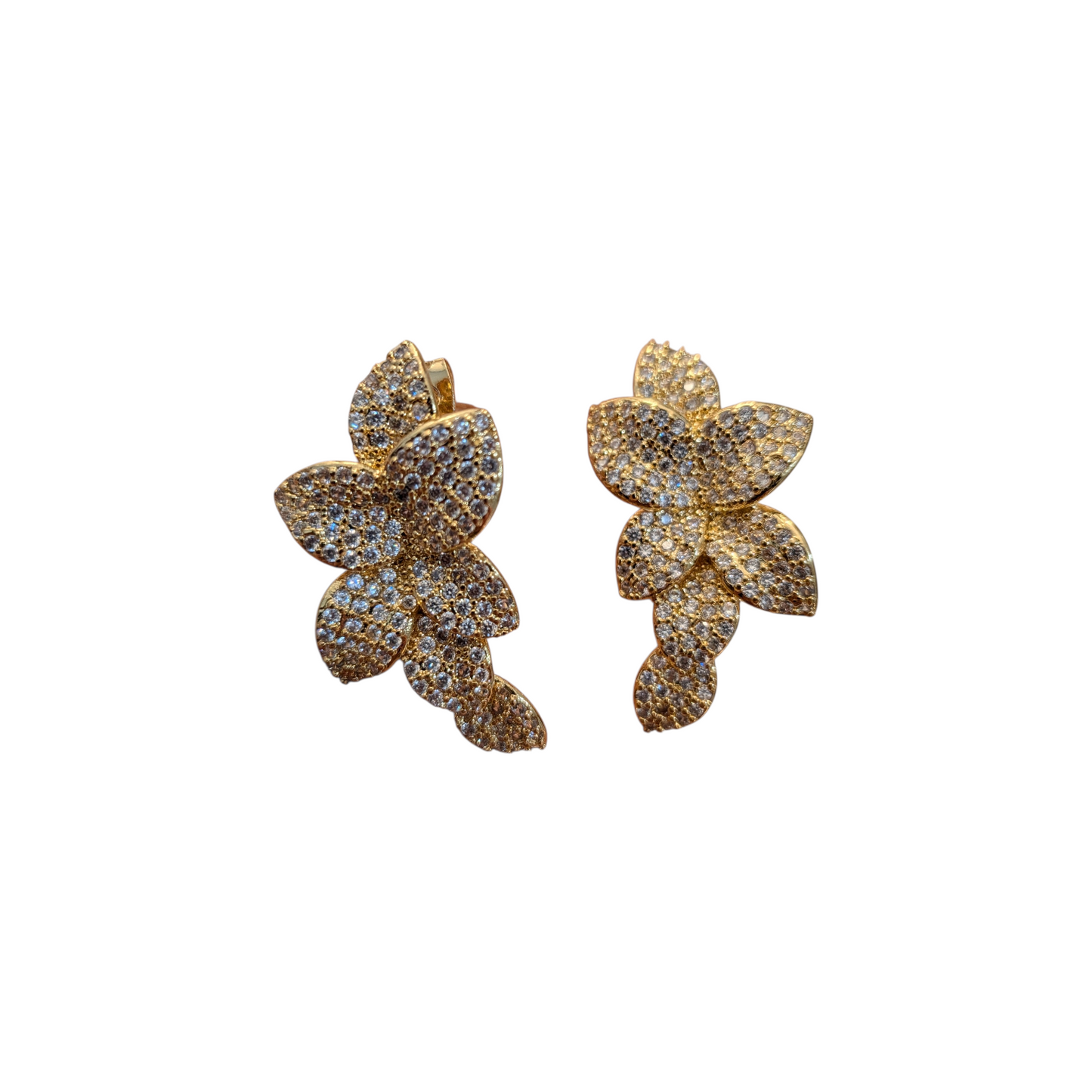 Boucles d'Oreilles Fleurs Incrustations De Cristaux