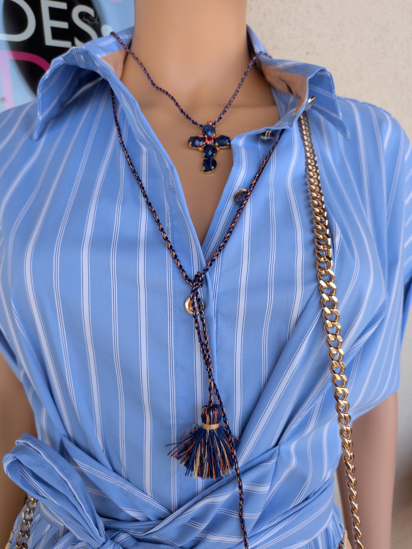 Collier Croix Lapiz Lazuli